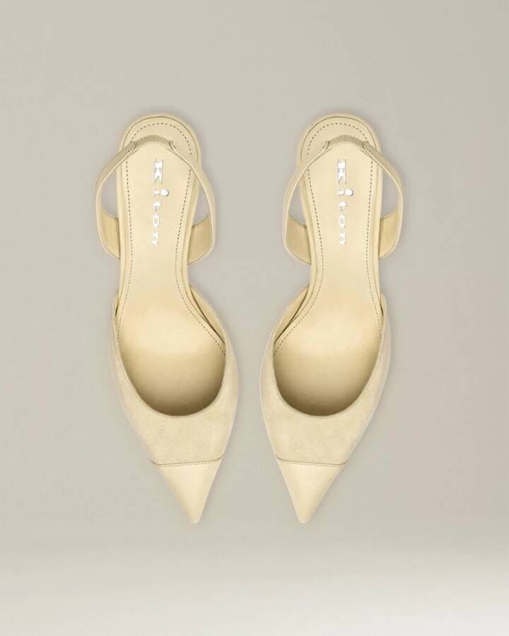 Kiton Suede Slingback Pumps Beige Dames