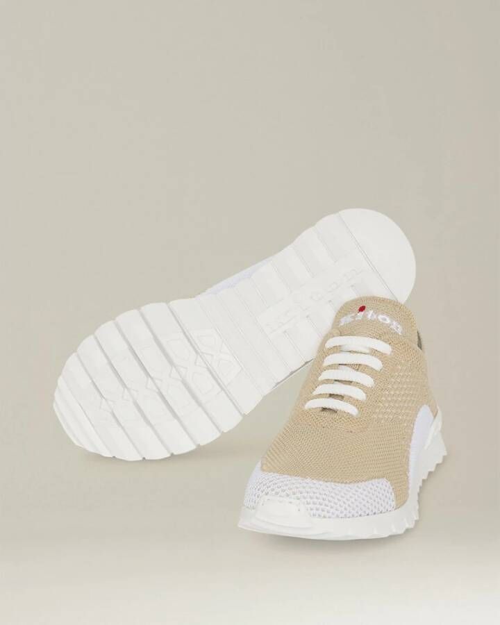 Kiton Twee-Tinten Gebreide Fit Sneakers Beige Dames