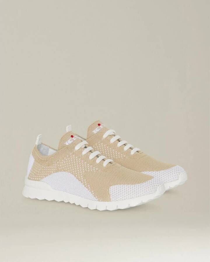 Kiton Twee-Tinten Gebreide Fit Sneakers Beige Dames