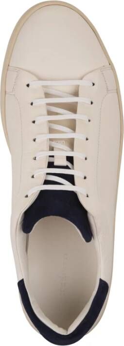 Kiton Witte Leren Lage Sneakers met Blauw Suède White Heren