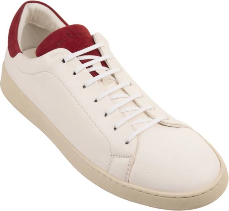 Kiton Witte Leren Lage Sneakers White Heren