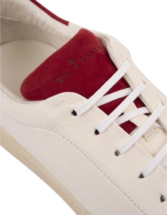 Kiton Witte Leren Lage Sneakers White Heren