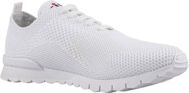 Kiton Witte leren sneakers met rubberen zool White Heren