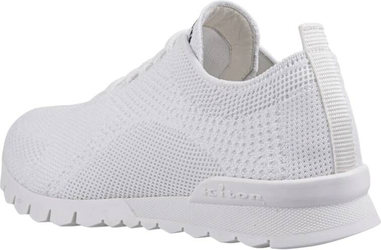 Kiton Witte leren sneakers met rubberen zool White Heren