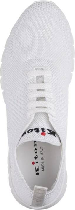 Kiton Witte leren sneakers met rubberen zool White Heren