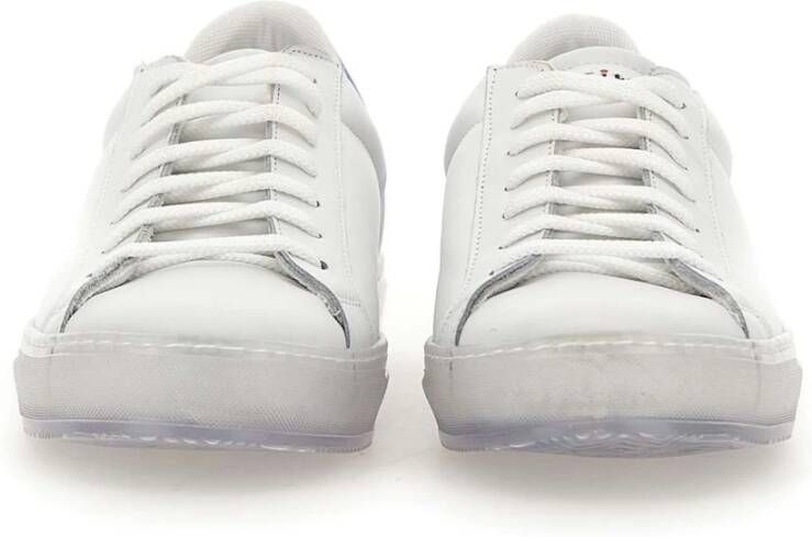 Kiton Witte Leren Sneakers met Turquoise Hiel White Heren