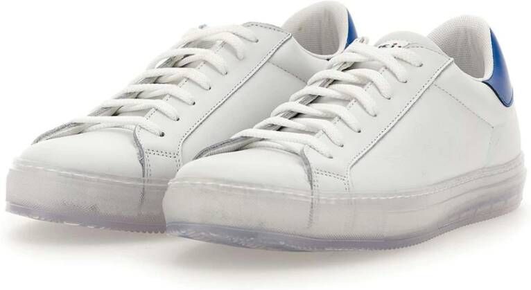 Kiton Witte Leren Sneakers met Turquoise Hiel White Heren