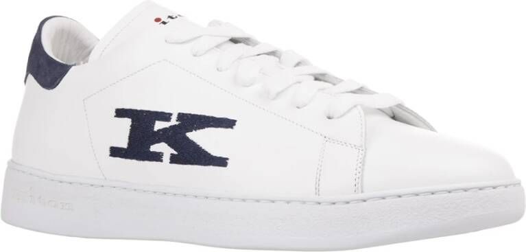 Kiton Witte Sneakers met Blauwe Suède Hiel White Heren