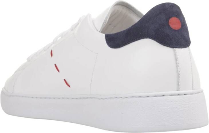 Kiton Witte Sneakers met Blauwe Suède Hiel White Heren