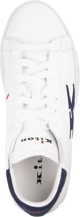 Kiton Witte Sneakers met Blauwe Suède Hiel White Heren