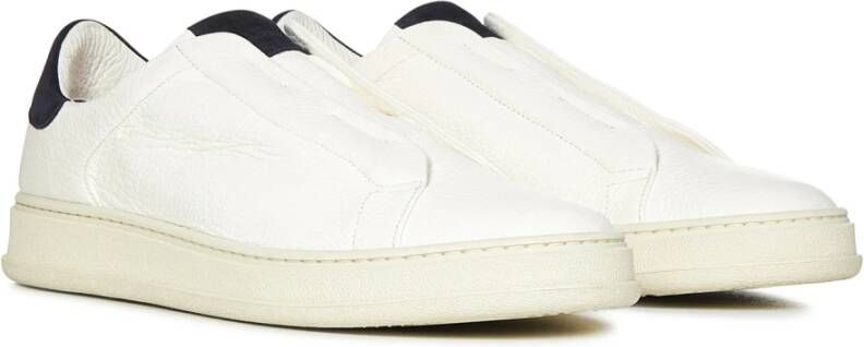 Kiton Witte Sneakers met Marineblauwe Accenten White Heren