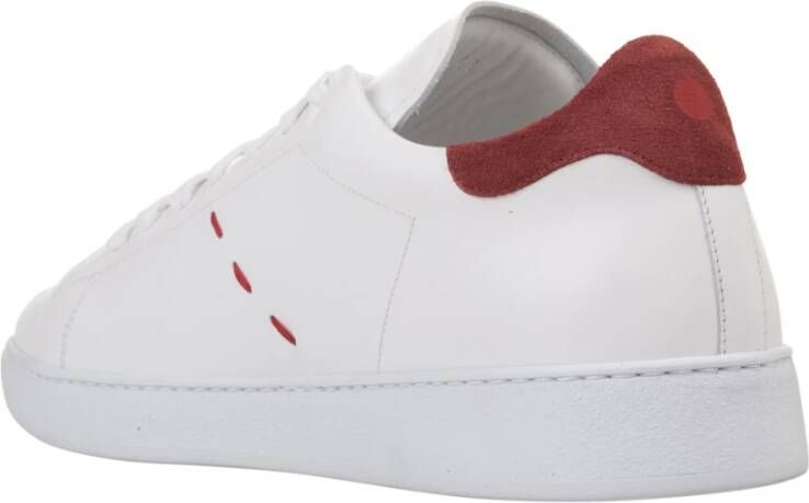 Kiton Witte Sneakers met Rode Suède Hiel White Heren