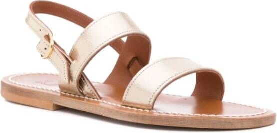 K.jacques Gouden Sandalen Dubbele Band Gesp-Sluiting Beige Dames