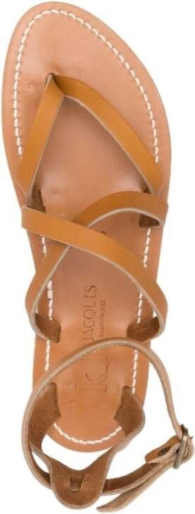 K.jacques Leren T-Strap Sandalen Brown Dames