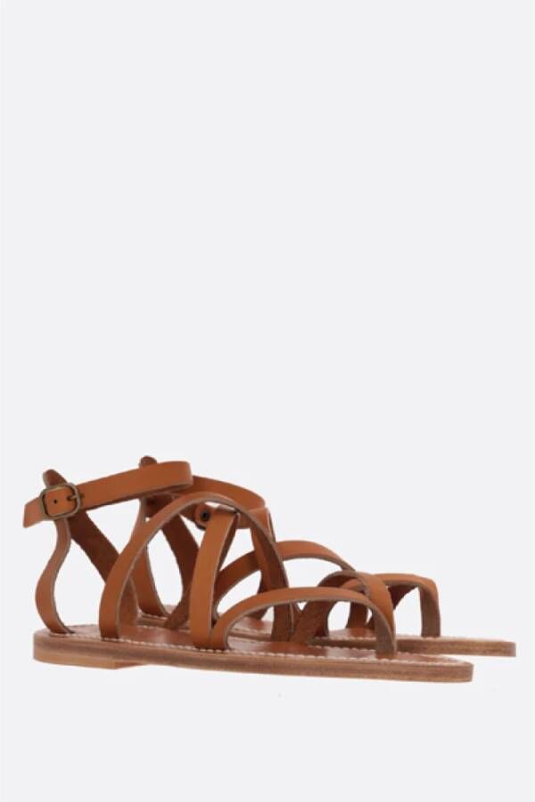 K.jacques Leren T-Strap Sandalen Brown Dames