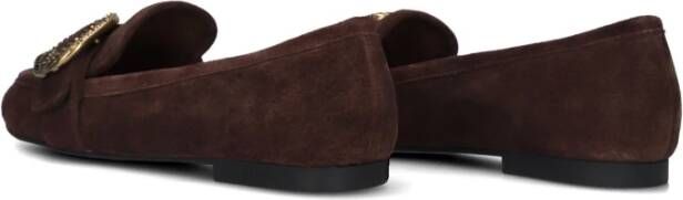 Kurt Geiger Bruine Suède Loafers met Strass Gesp Brown Dames