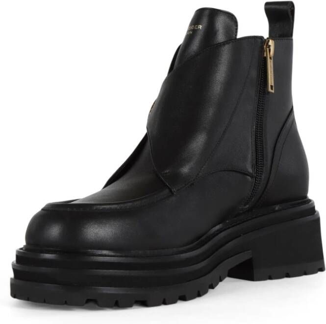 Kurt Geiger Chunky leren enkellaars met rits Black Dames