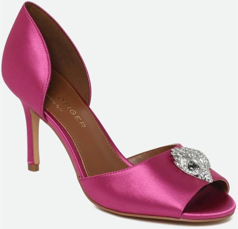 Kurt Geiger Fuchsia Leren Sandaal met Juweel Detail Pink Dames