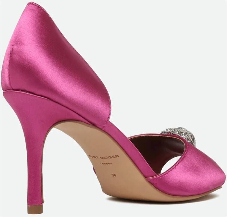 Kurt Geiger Fuchsia Leren Sandaal met Juweel Detail Pink Dames