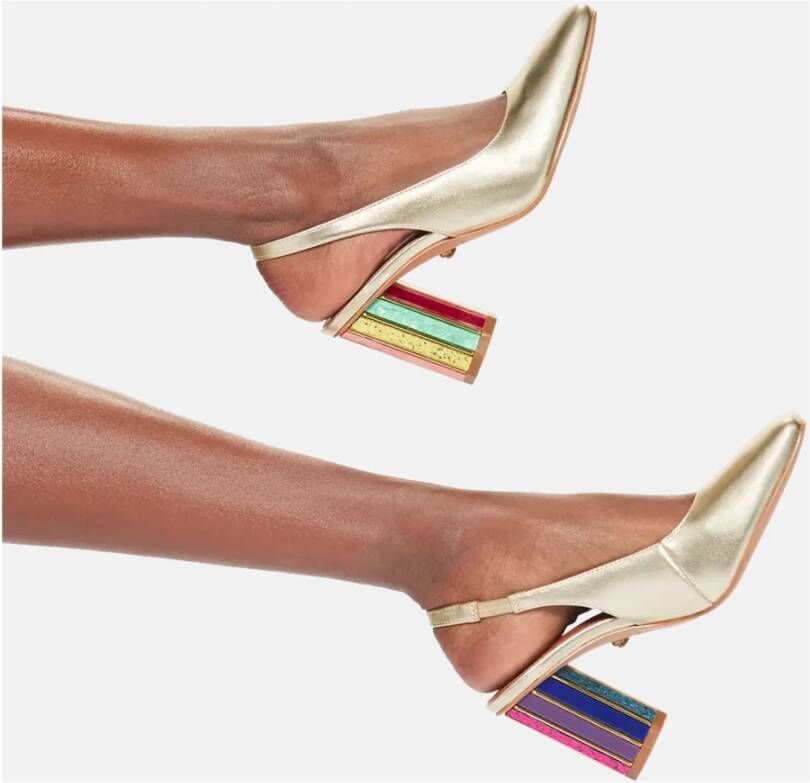 Kurt Geiger Gouden Perspex Slingback Hakken met Glitter Yellow Dames