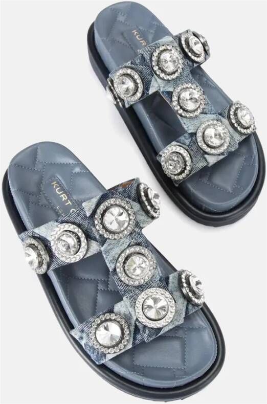 Kurt Geiger Kristal Denim Sandalen Gewatteerde Binnenzool Blue Dames