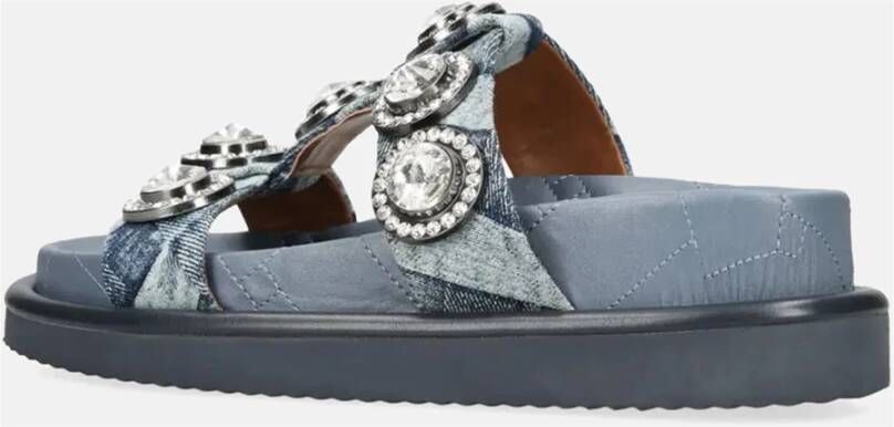 Kurt Geiger Kristal Denim Sandalen Gewatteerde Binnenzool Blue Dames