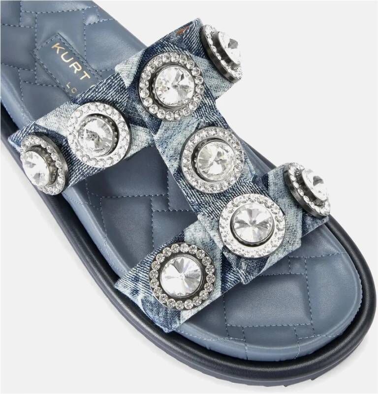 Kurt Geiger Kristal Denim Sandalen Gewatteerde Binnenzool Blue Dames