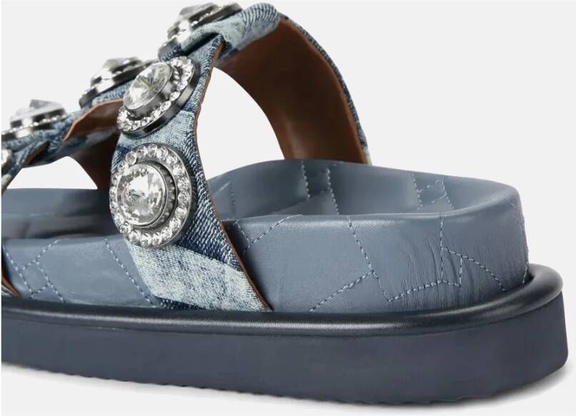 Kurt Geiger Kristal Denim Sandalen Gewatteerde Binnenzool Blue Dames