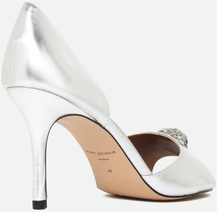 Kurt Geiger Zilveren Leren Juweel Stiletto Sandaal White Dames