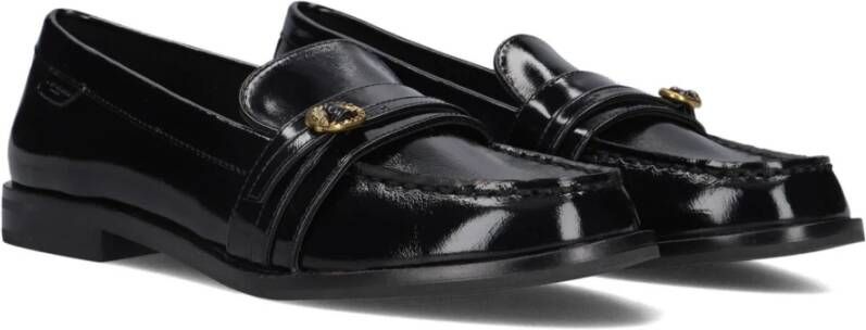 Kurt Geiger Zwarte Leren Loafers met Adelaarsgesp Black Dames