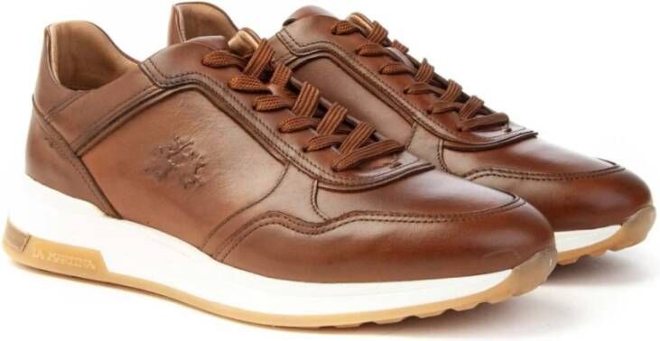 LA MARTINA Leren Sneakers met Suède Profiel Brown Heren