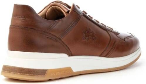 LA MARTINA Leren Sneakers met Suède Profiel Brown Heren