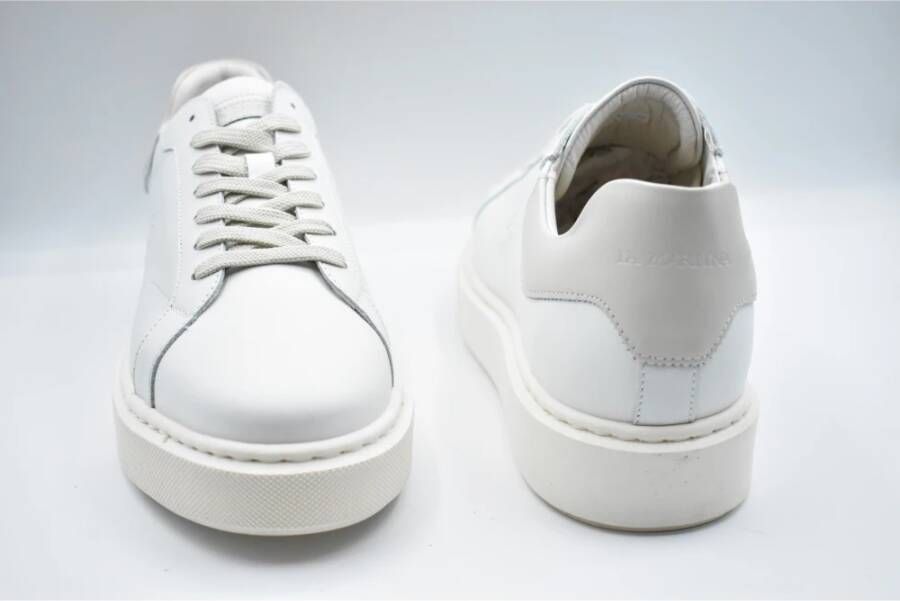 LA MARTINA Witte Kalfsleren Platte Schoenen White Heren