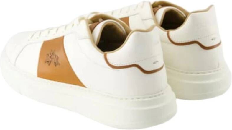 LA MARTINA Witte leren sneaker met cognac accenten White Heren