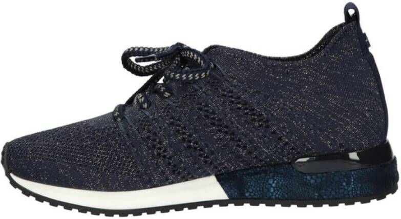 la strada Blauw Zilver Gebreide Sportieve Sneakers Blue Dames