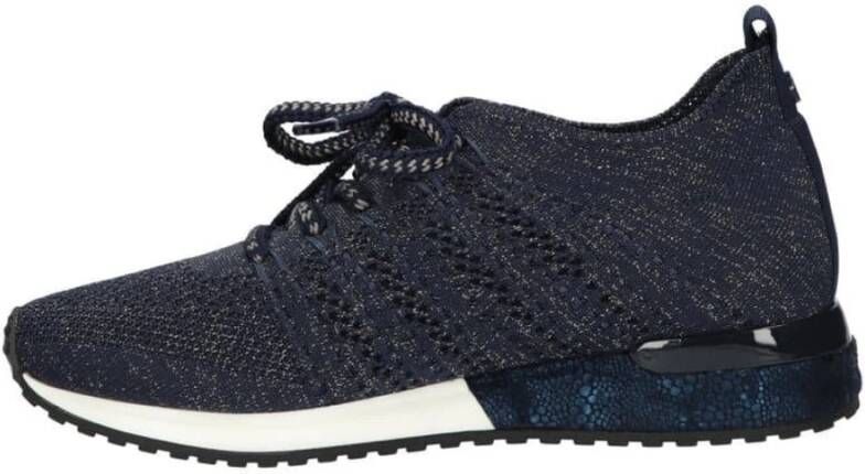 la strada Blauw Zilver Gebreide Sportieve Sneakers Blue Dames