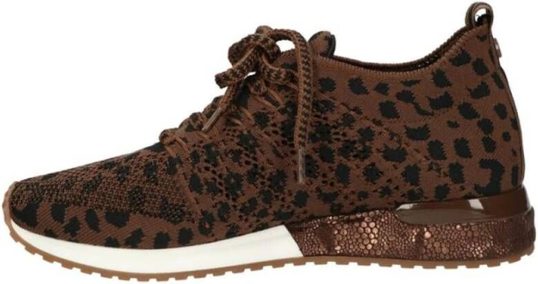 la strada Gebreide Luipaard Sportieve Sneakers Brown Dames