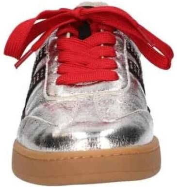 la strada Rode sneaker met metallic zilveren accenten Gray Dames