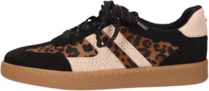 la strada Sneaker met Luipaardprint en Gouden Details Brown Dames