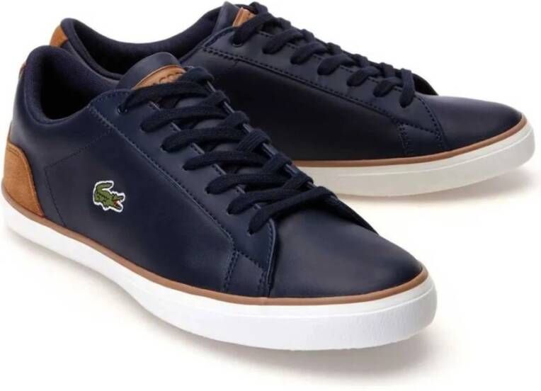 Lacoste Blauwe Sneakers met PU Leren Bovenwerk Blue Heren