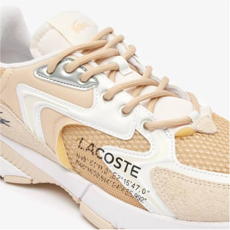 Lacoste Mesh Sneakers Beige Synthetisch Ronde Neus Beige Heren