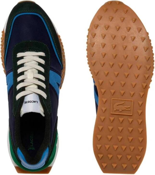 Lacoste Nylon en Leren Sportschoenen Blauw Heren