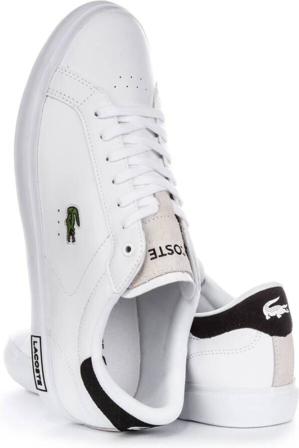 Lacoste Wit Zwart Leren Sneakers Mannen White Heren