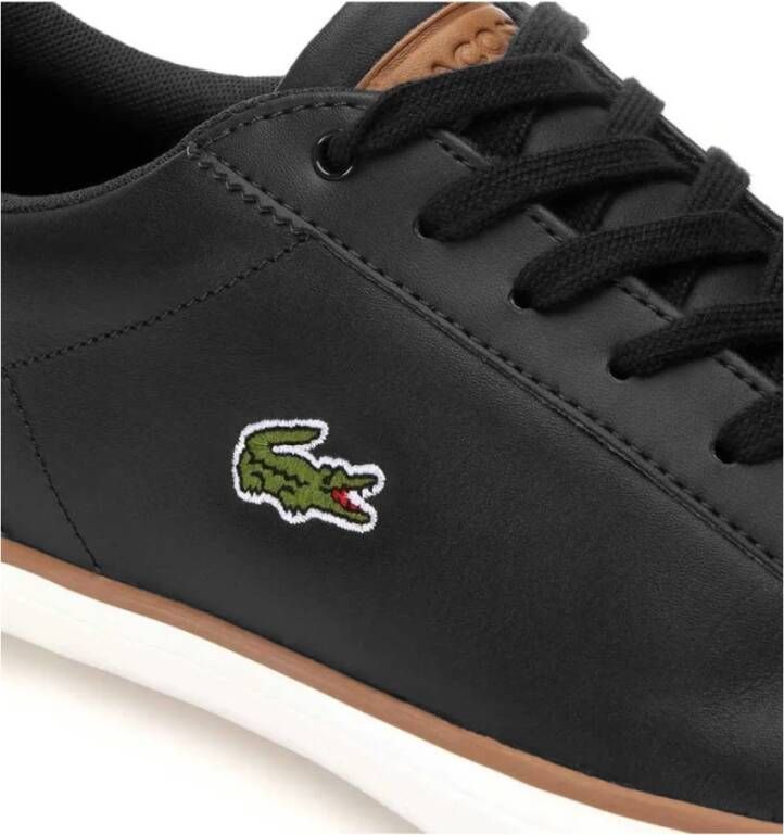 Lacoste Zwarte Sneakers met PU Leren Bovenwerk Black Heren