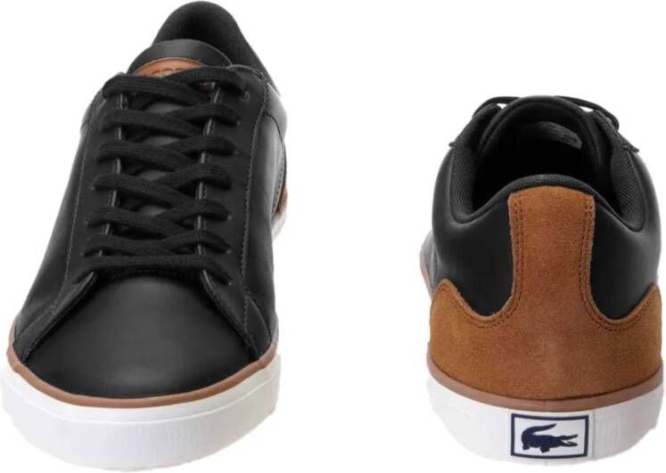 Lacoste Zwarte Sneakers met PU Leren Bovenwerk Black Heren