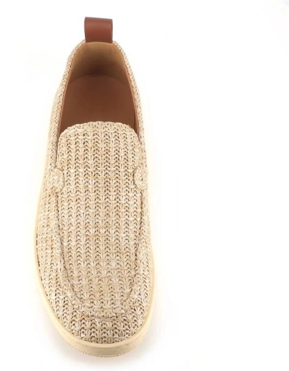 Lanvin Beige Slipper in Rafia met Leren Details Beige Heren