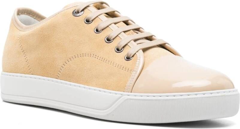 Lanvin Beige Suède Lage Sneakers Beige Heren