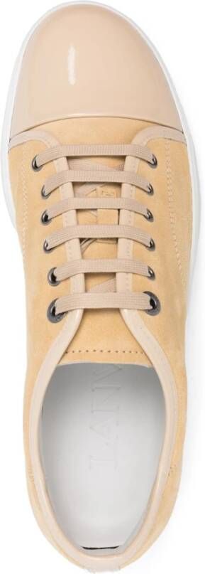 Lanvin Beige Suède Lage Sneakers Beige Heren