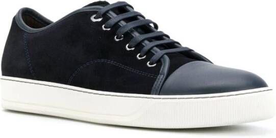 Lanvin Blauwe Suède Leren Sneakers Blue Heren