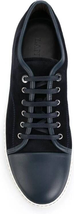 Lanvin Blauwe Suède Leren Sneakers Blue Heren